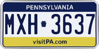 PA license plate MXH3637
