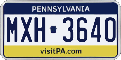 PA license plate MXH3640