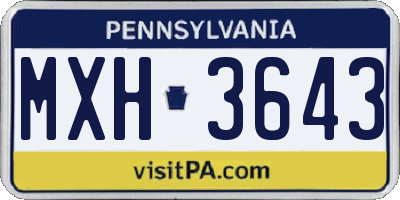 PA license plate MXH3643