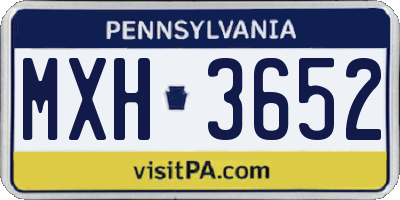 PA license plate MXH3652