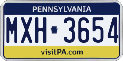 PA license plate MXH3654