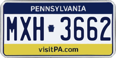 PA license plate MXH3662