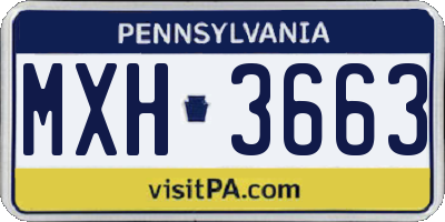 PA license plate MXH3663