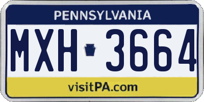 PA license plate MXH3664