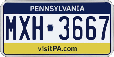 PA license plate MXH3667