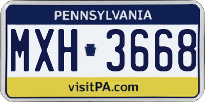 PA license plate MXH3668