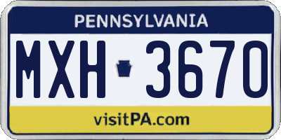 PA license plate MXH3670