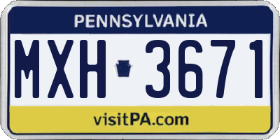 PA license plate MXH3671