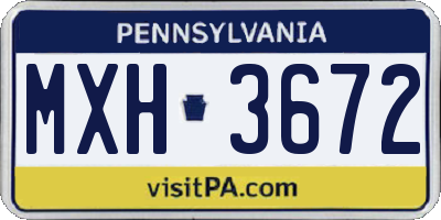 PA license plate MXH3672