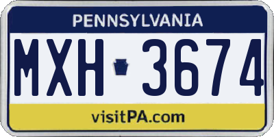 PA license plate MXH3674