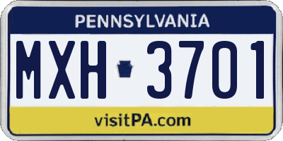 PA license plate MXH3701
