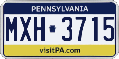 PA license plate MXH3715