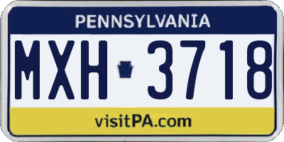 PA license plate MXH3718