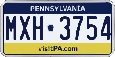 PA license plate MXH3754