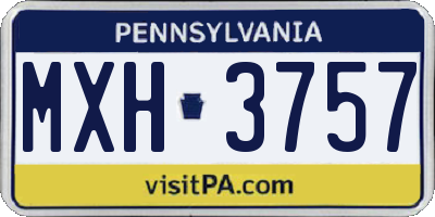 PA license plate MXH3757