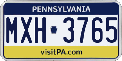 PA license plate MXH3765