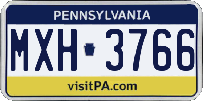 PA license plate MXH3766