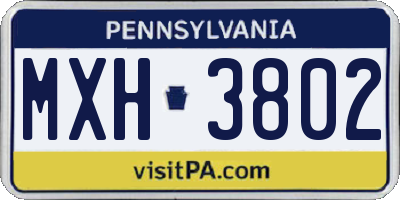 PA license plate MXH3802