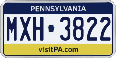 PA license plate MXH3822