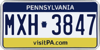 PA license plate MXH3847