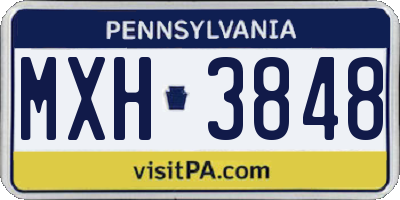PA license plate MXH3848