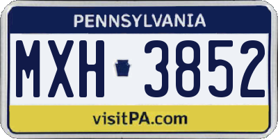 PA license plate MXH3852