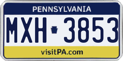 PA license plate MXH3853