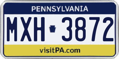 PA license plate MXH3872
