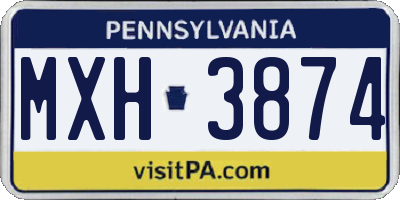 PA license plate MXH3874