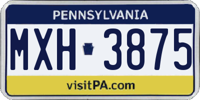 PA license plate MXH3875