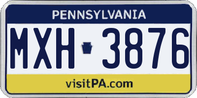 PA license plate MXH3876