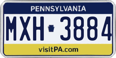 PA license plate MXH3884