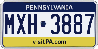 PA license plate MXH3887