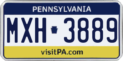 PA license plate MXH3889