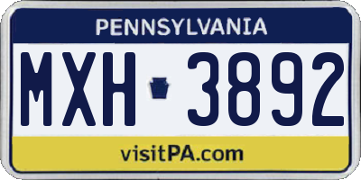 PA license plate MXH3892