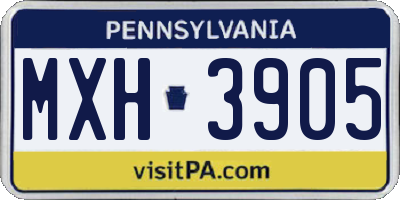 PA license plate MXH3905