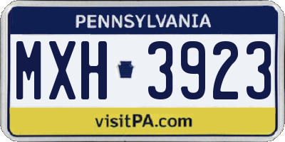 PA license plate MXH3923