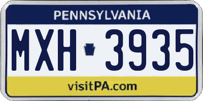 PA license plate MXH3935