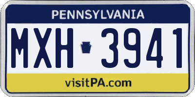 PA license plate MXH3941