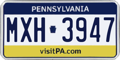 PA license plate MXH3947