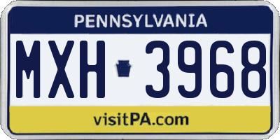 PA license plate MXH3968