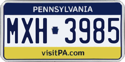 PA license plate MXH3985