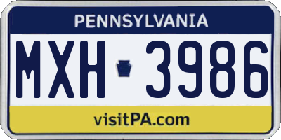 PA license plate MXH3986