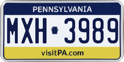 PA license plate MXH3989