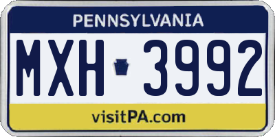 PA license plate MXH3992