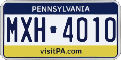 PA license plate MXH4010
