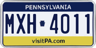 PA license plate MXH4011