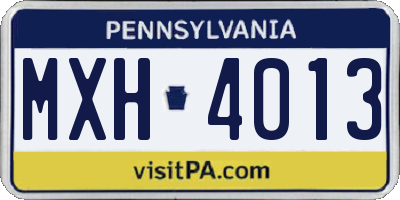 PA license plate MXH4013