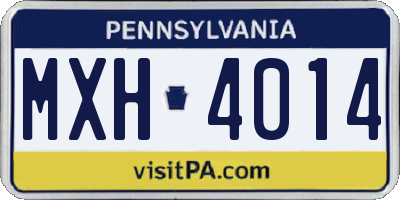 PA license plate MXH4014