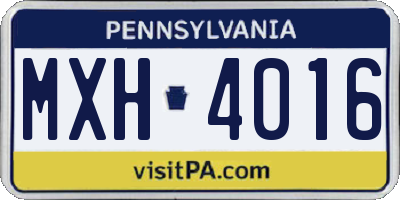 PA license plate MXH4016